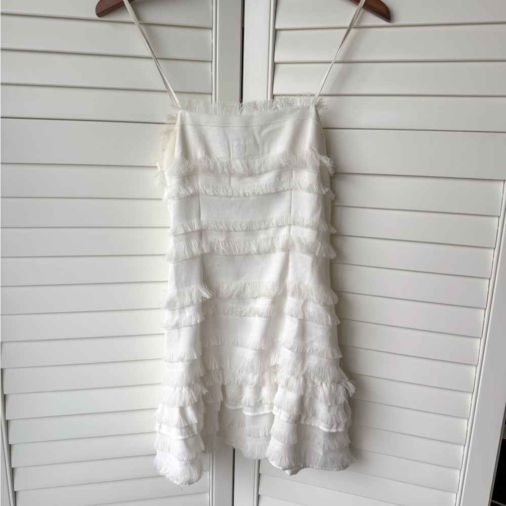 princess polly white fringe dress size 6